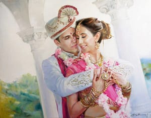 Indian family oil wedding portrait img_11